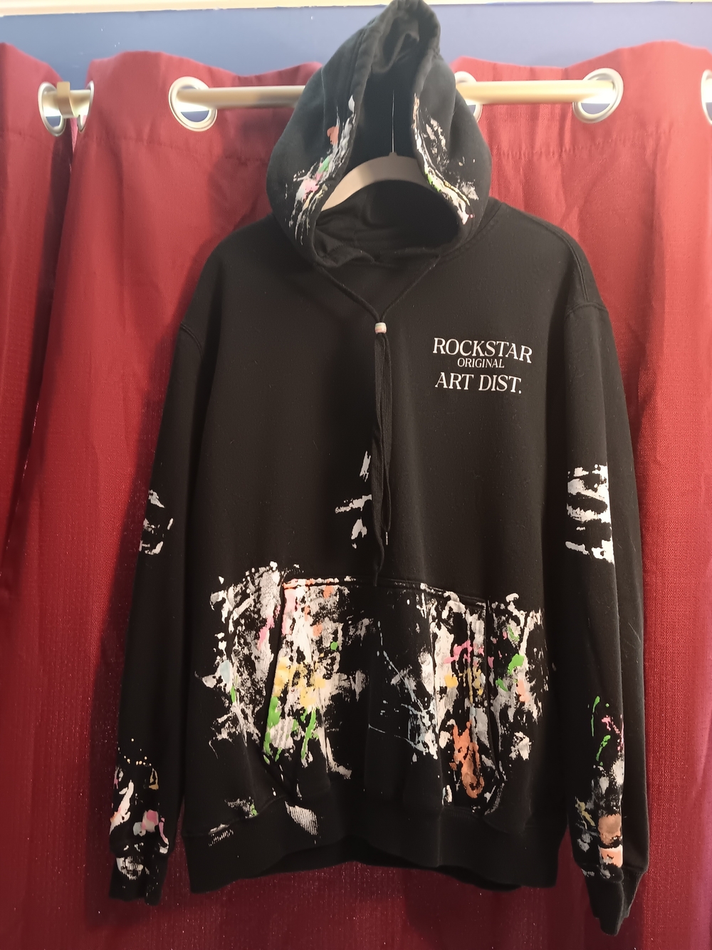 Rockstar Original Art Dist. Black Paint-Splatter Hoodie